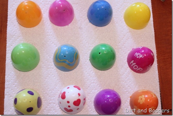 plastic easter egg game, preschoolers snack