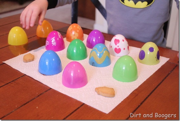 plastic easter egg game, preschoolers, snacks, foods