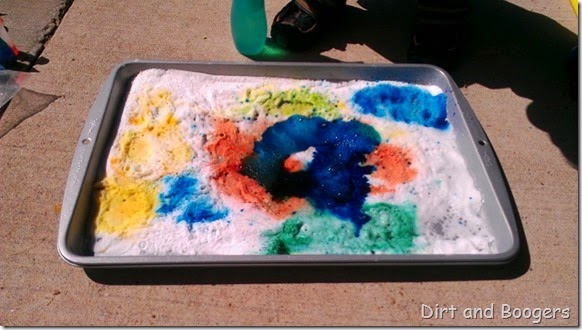 Colorful Baking Soda and Vinegar Preschool Science Experiment