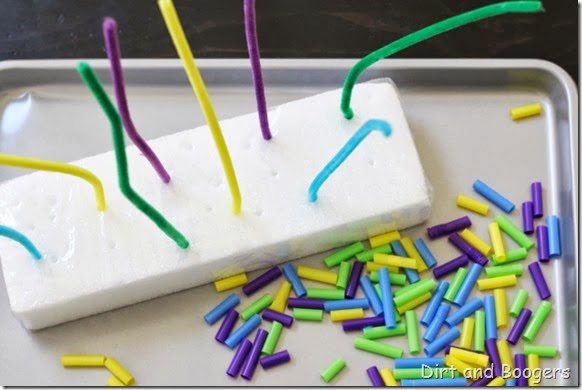 Fine Motor Play: Pipe Cleaners and Straws
